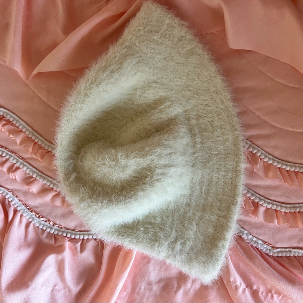 Urban Outfitters Cream Fuzzy Bucket Hat
